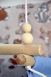 Детская качеля из дерева подвесная Infancy Зайчики хлопковая голубая тканевая основа от 7 месяцев до 5 лет - изображение 2