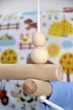 Детская качеля из дерева подвесная Infancy Веселая ферма хлопковая голубая тканевая основа от 7 месяцев до 5 лет - изображение 2