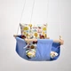 Детская качеля из дерева подвесная Infancy Веселая ферма хлопковая голубая тканевая основа от 7 месяцев до 5 лет - изображение 3