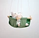 Детская качеля Infancy Розовые цветы подвесная из натурального дерева оливковая тканевая основа от 7 месяцев до 5 лет - изображение 4
