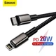USB кабель для iPhone Type-C Lightning для iPhone BASEUS Tungsten Gold Fast Charging | 1m, 20W, PD |. Black - зображення 4