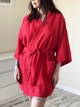 Женский льняной халат "Кимоно" красный XS - linen island (132449) - изображение 3