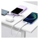 Павербанк Baseus Elf Digital Display 10000mAh 22.5W/5A Quick Charge для iPhone/Samsung/Xaomi/Huawei с кабелем Type-C/Lightning purple - изображение 2