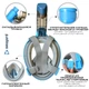 Маска для плавания Seagard Easybreath-III S/M с 4 клапанами и креплением для камеры полнолицевая панорамная на все лицо для снорклинга подводного ныряния с складывающейся трубкой Синяя - изображение 3