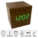 Настольные часы Wooden Watch электронные светодиодные USB 6,5х6,5см Коричнево-зелёные (VST-869) - изображение 2