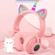 Десткие беспроводные наушники с подсветкой Единорог с кошачьими ушками Cat Ear (STN-27) с MicroSD с FM-Радио (Розовые) - изображение 2