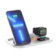Зарядка беспроводная Qi 4in1 wireless charger RGB/Clock JYD WC124 |30W Total| White Док-станция для iPhone + iWatch + Airpods (WC124) - изображение 1