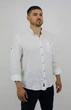 Рубашка ZIBSTUDIO лён стойка пуговицы д/р 2XL Белая - изображение 4