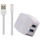 Мережевий зарядний пристрій Remax RP-U215i 2.4A 2 USB плюс кабель Lightning 220V EU білий - зображення 1