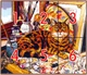 Набор для вышивания по нанесённой на канву схеме"Cat and oil painting".AIDA 14CT printed,54*48см - изображение 3