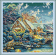Набор для вышивания по нанесённой на канву схеме "House in the Hills". AIDA 14CT printed 40*40 см - изображение 1