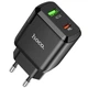 Сетевое зарядное устройство HOCO N5 |1USB/1Type-C, PD20W/QC3.0, 3A| Black адаптер с быстрой зарядкой (N5B) - изображение 1