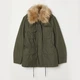 Парка демисезонная с мехом женская H&M 0659453_хаки 32 Хаки (KAY2000001340929) - изображение 1