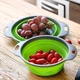Друшляк силіконовий складаний 2 шт в комплекті (великий + маленький) Collapsible filter baskets Зелений - зображення 3