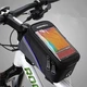 Сумка на раму для велосипеда Roswheel з відсіком для телефону 4-5.5 дюймів Чорний з синьою смужкою - зображення 1