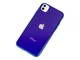 Чехол стеклянный Glass case для IPhone 11 (13) Shiny Blue ярко синий - изображение 2