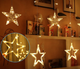 Светодиодная гирлянда штора звезды Shine Lighting Star 138LED 2.5 метра 12 звезд теплый белый - изображение 6