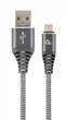 Кабель Cablexpert (CC-USB2B-AMmBM-2M-WB2) USB 2.0 A - microUSB, 2.1А, преміум, 2м, сірий - зображення 1