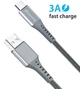 Кабель Grand-X USB-USB Type-C, 3A, 1.2м, Fast Сharge, Grey (FC-12G) - изображение 2