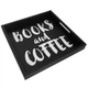 Деревяний піднос с принтом Books and coffee 33х33х4 см (PDN_19M001_BL) - зображення 1