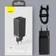 Сетевое зарядное устройство BASEUS GaN2 Pro Quick Charger 1USB/2Type-C, QC/PD, 5A, 65W с кабелем USB Type-C и быстрой зарядкой Black (CCGAN2P-B01) - изображение 8