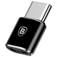 Адаптер переходник BASEUS mini Micro USB to Type-C |2.4A| black (CAMOTG-01) - изображение 1