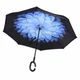 Зонт Lesko Up-Brella Квітка Синій двустронний парасолька-навпаки вітрозахисний зворотне складання - зображення 1