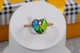 Кольцо Xuping Jewelry сердечко Сваровски зеленое хамелеон р 17 золотистое - изображение 1