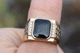 Печатка Xuping Jewelry квадратная черная с двух сторон белые фианиты р 24 золотистая - изображение 2
