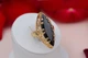 Кольцо Xuping Jewelry Маркиз с черным камнем р 16 золотистое - изображение 1