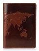 Кожаная коньячная обложка на паспорт HiArt PC-01 World Map Коньячный - изображение 1