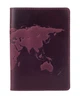Фиолетовая обложка для паспорта из кожи HiArt PC-02 World Map Фиолетовый - изображение 1