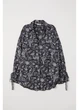 Блуза H&M XS Черно-белый 0617878_цветы_12 - изображение 1