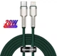 USB кабель Type С на Lightning Baseus Cafule Series Metal Data Cable (2M, 20W, PD). Green - зображення 1