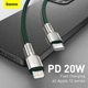 USB кабель Type С на Lightning Baseus Cafule Series Metal Data Cable (2M, 20W, PD). Green - зображення 8