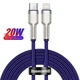 USB кабель Type С на Lightning Baseus Cafule Series Metal Data Cable (2M, 20W, PD). Purple - зображення 1