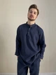 Лляна чоловіча сорочка темно-синя XL - linen island (132762) - зображення 4