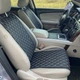 Накидки для авто з екошкіри, Чорні з подвійною білою строчкою, Стандарт, Передній комплект - изображение 1