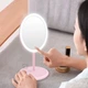 Зеркало с подсветкой для макияжа Led Lighted Розовое – настольное косметическое Сенсорное диаметр 15,6 см с LED подсветкой - изображение 4