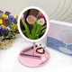 Зеркало с подсветкой для макияжа Led Lighted Розовое – настольное косметическое Сенсорное диаметр 15,6 см с LED подсветкой - изображение 7