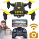 Квадрокоптер на Р/У дрон Drone CD1804 з пультом Д/У з камерою WIFI Чорно-жовтий літаючий складний міні дрон з підсвічуванням на акумуляторі - зображення 1
