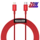USB кабель для iPhone Type С на Lightning BASEUS Superior Series Fast Charging Data Cable (2m, 20W). Red - изображение 1