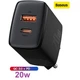 Сетевое зарядное устройство Baseus Compact Quick Charger Type c (PD)+ USB (QC3.0) 20w - изображение 1