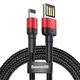 Кабель для быстрой зарядки Baseus Cafule Lightning Special Edition 2.4A USB to Lightning 1m Black-Red (CALKLF-G91) - изображение 1
