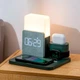 Зарядка беспроводная Qi 3 в 1 15W Max Док-станция для iPhone + iWatch + Airpods с часами и будильником (OWE2) - изображение 1
