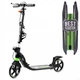 Детский двухколесный самокат Best Scooter L-22066 со складной конструкцией, двумя амортизаторами, ручным тормозом и фарой, Черно-зеленый - изображение 1