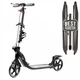 Детский двухколесный самокат Best Scooter L-36375 со складной конструкцией, двумя амортизаторами, ручным тормозом и фарой, Черно-белый - изображение 1