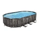 Прямоугольный каркасный бассейн Bestway Wood Style 5611R (610х366х122 см) с картриджным фильтром, лестницей и тентом - изображение 1