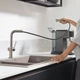 Змішувач для кухні одноважільний із висувною лійкою HANSGROHE Talis M54 сатин латунь 72808800 - зображення 8