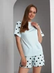 Пижама (футболка + шорты) женская BARWA garments 0308/307 L Бирюза в горох (2113083073750) - изображение 3